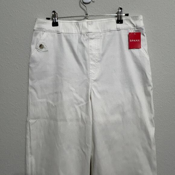NEW Spanx Twill Wide Leg Pants Winter White Size XL Minimalist Capsule Normcore - Picture 4 of 8